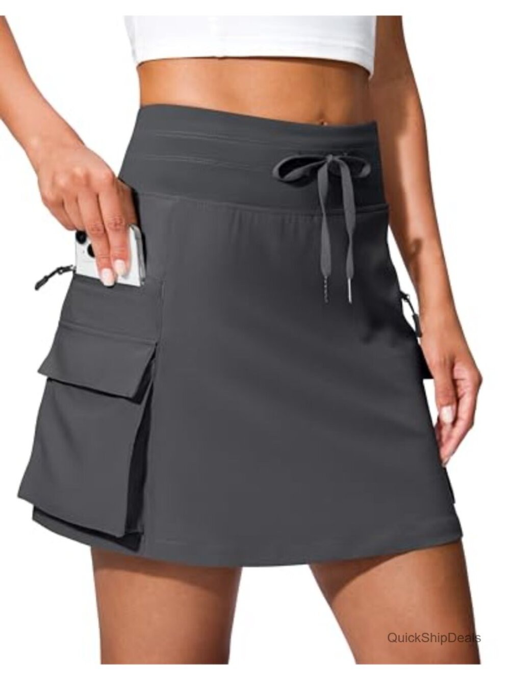 High Rise Cargo Skort 6 Pockets UPF50+ Quick Dry